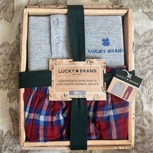 Brand New Lucky Brand Sleepwear Set Pajamas Flannel Pant & Thermal Henley Top